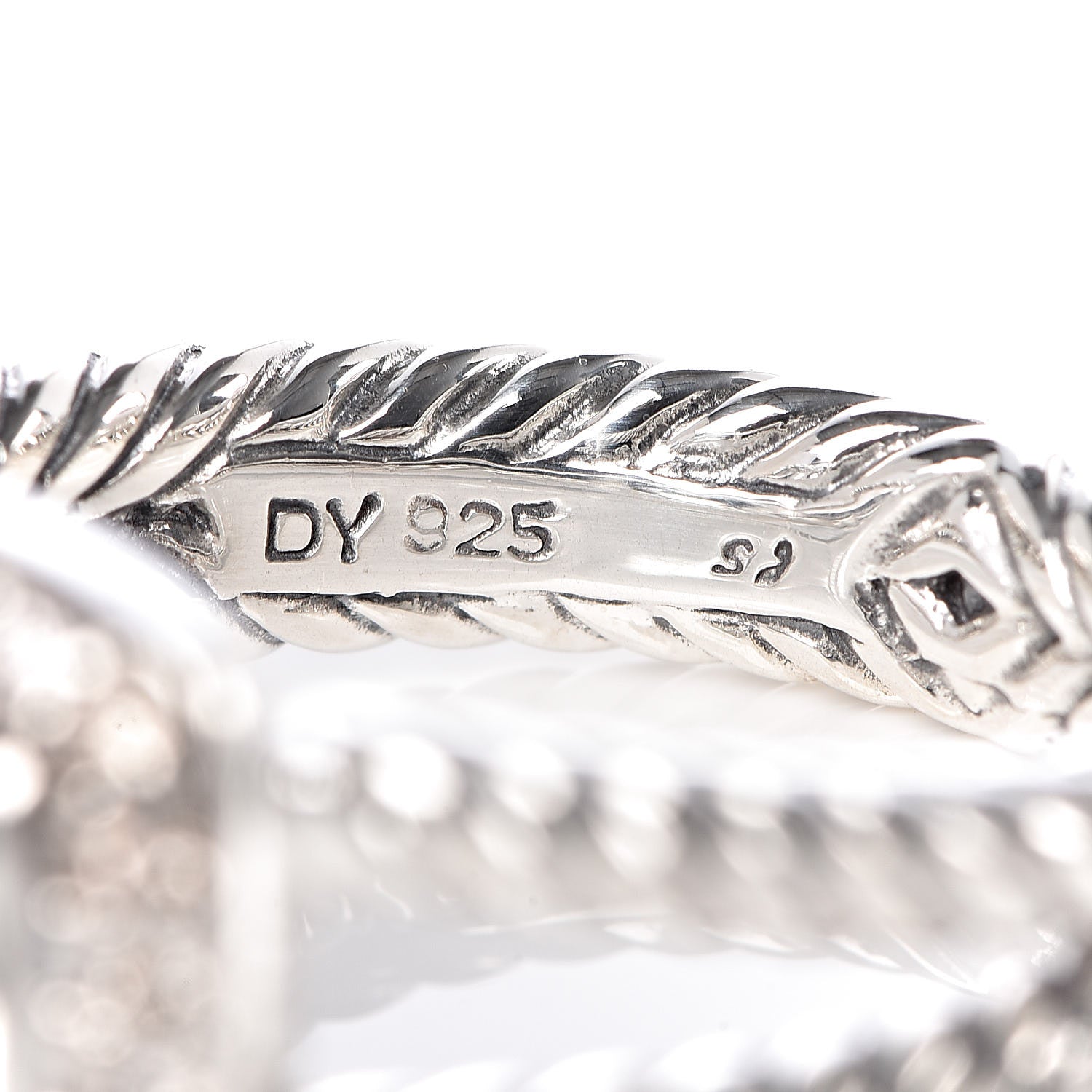 David Yurman Sterling Silver Diamond Prasiolite 7mm Petite Albion Ring 52 6 5 of 5