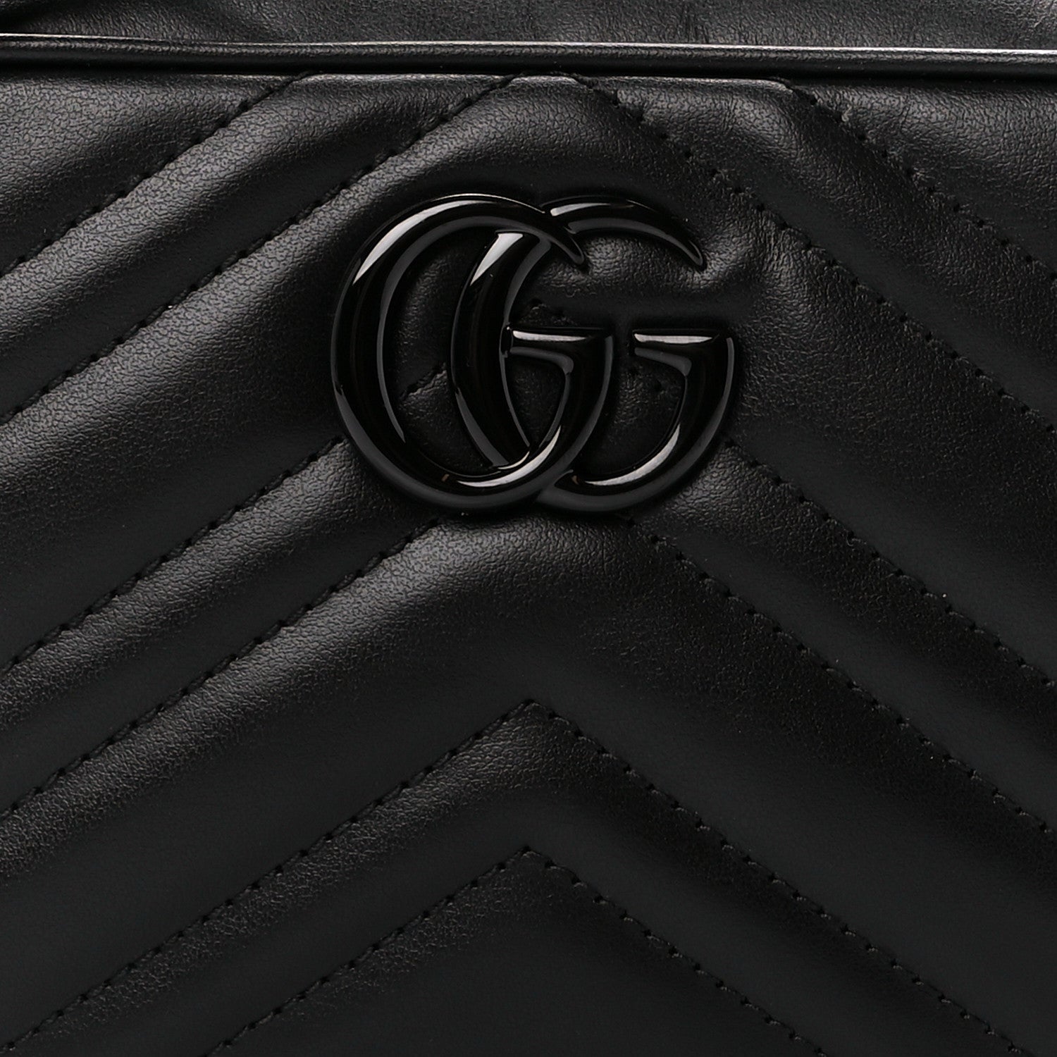 Gucci Calfskin Matelasse Monochrome Mini GG Marmont Chain Shoulder Bag Black 8 of 11