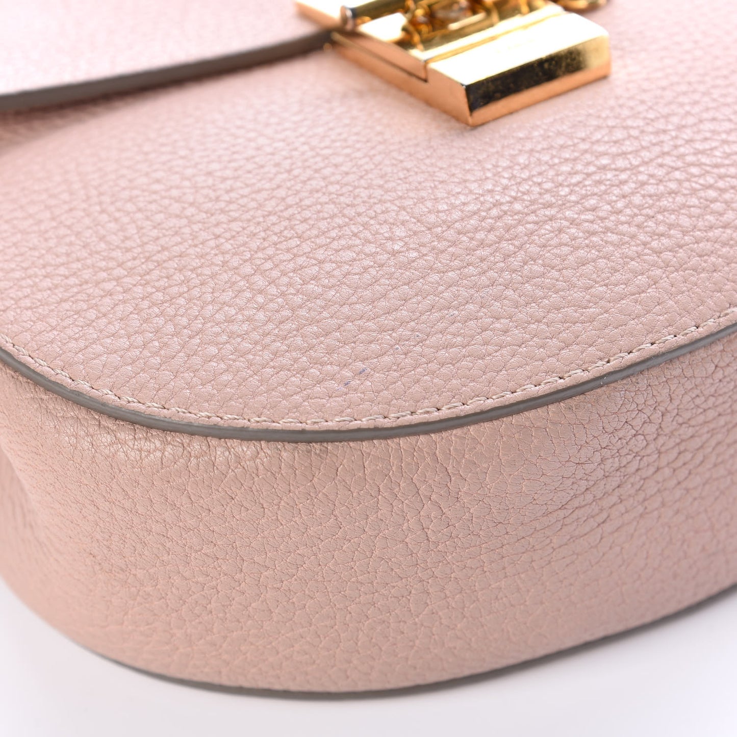 Grained Lambskin Mini Drew Shoulder Bag Cement Pink