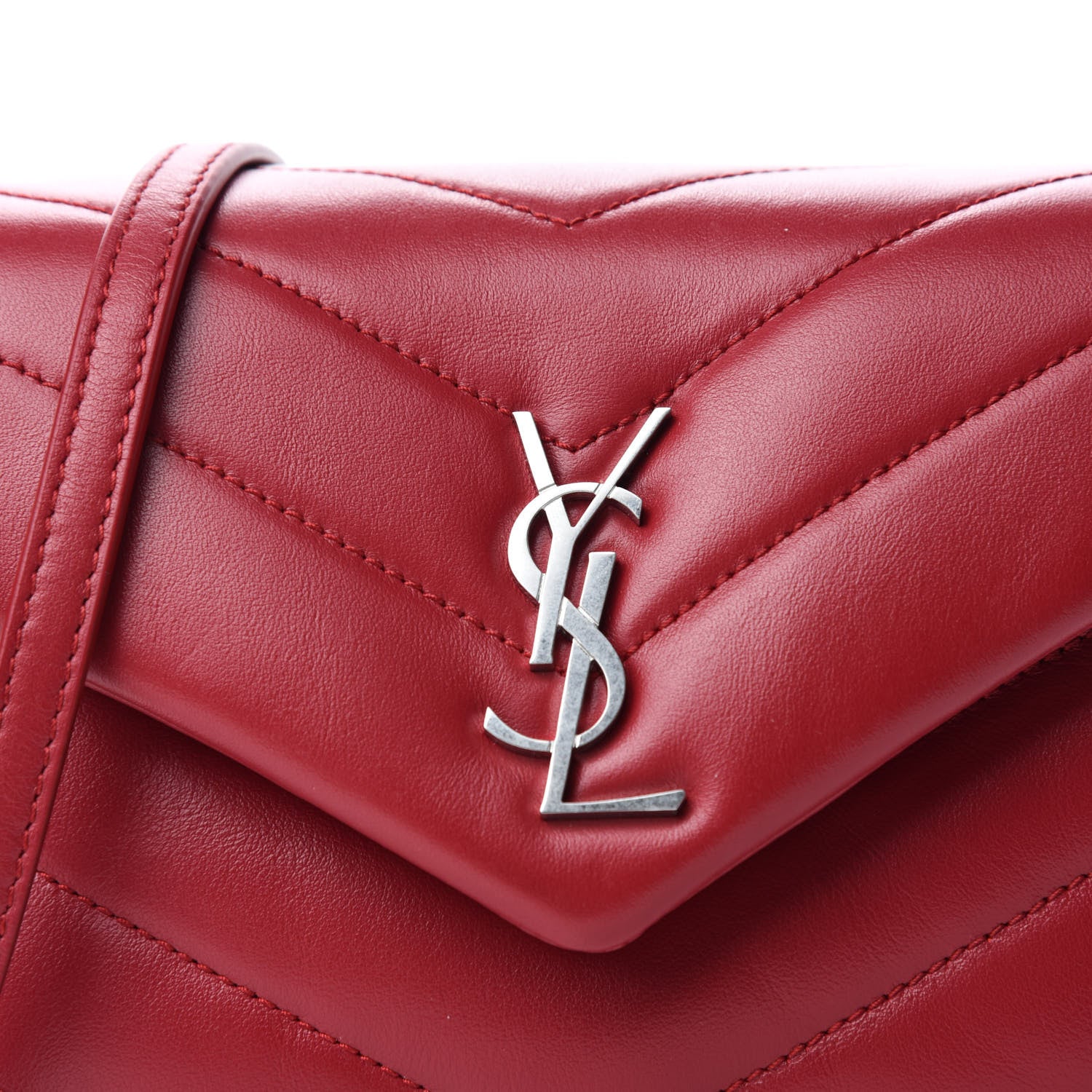 Saint Laurent Calfskin Y Quilted Monogram Toy Loulou Crossbody Bag New Lipstick 11 of 12