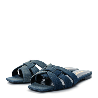 Saint Laurent Denim Tribute 05 Slide Sandals 37 Deep Navy Jeans 3 of 10