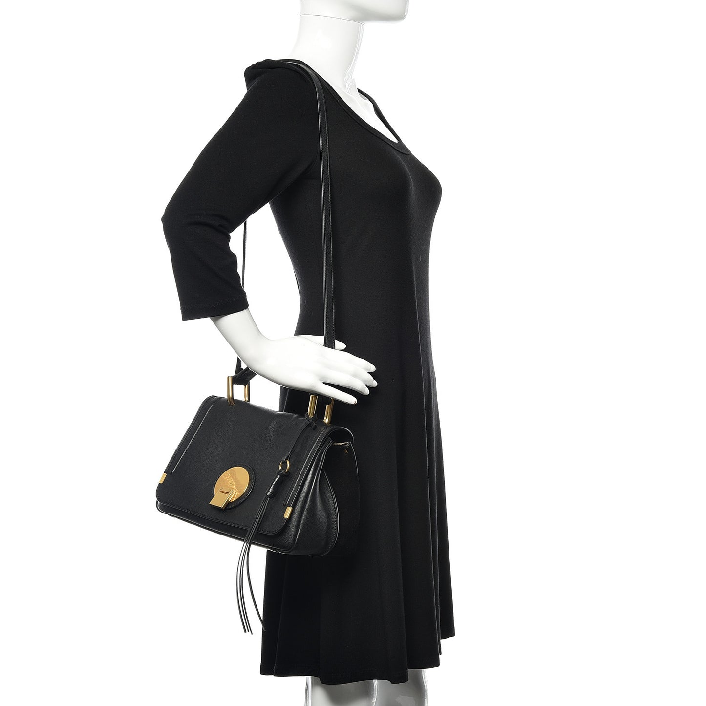 Smooth Calfskin Small Indy Shoulder Bag Black