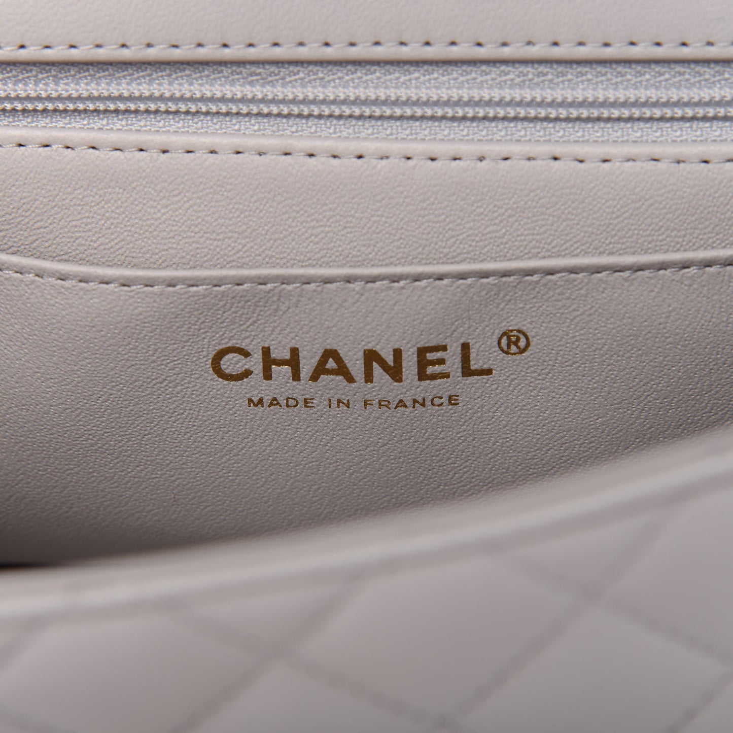 Lambskin Quilted Mini Top Handle Rectangular Flap Grey