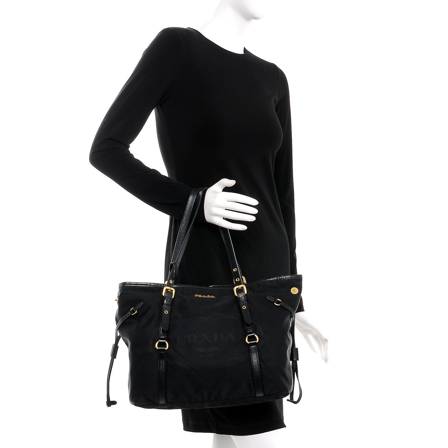 Prada Tessuto Nylon Saffiano Tote Nero Black 2 of 13