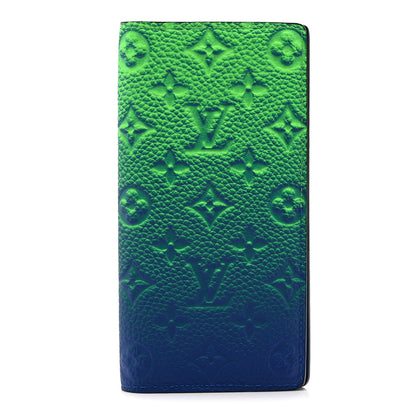 Louis Vuitton Taurillon Illusion Brazza Wallet Bleu Vert 1 of 10