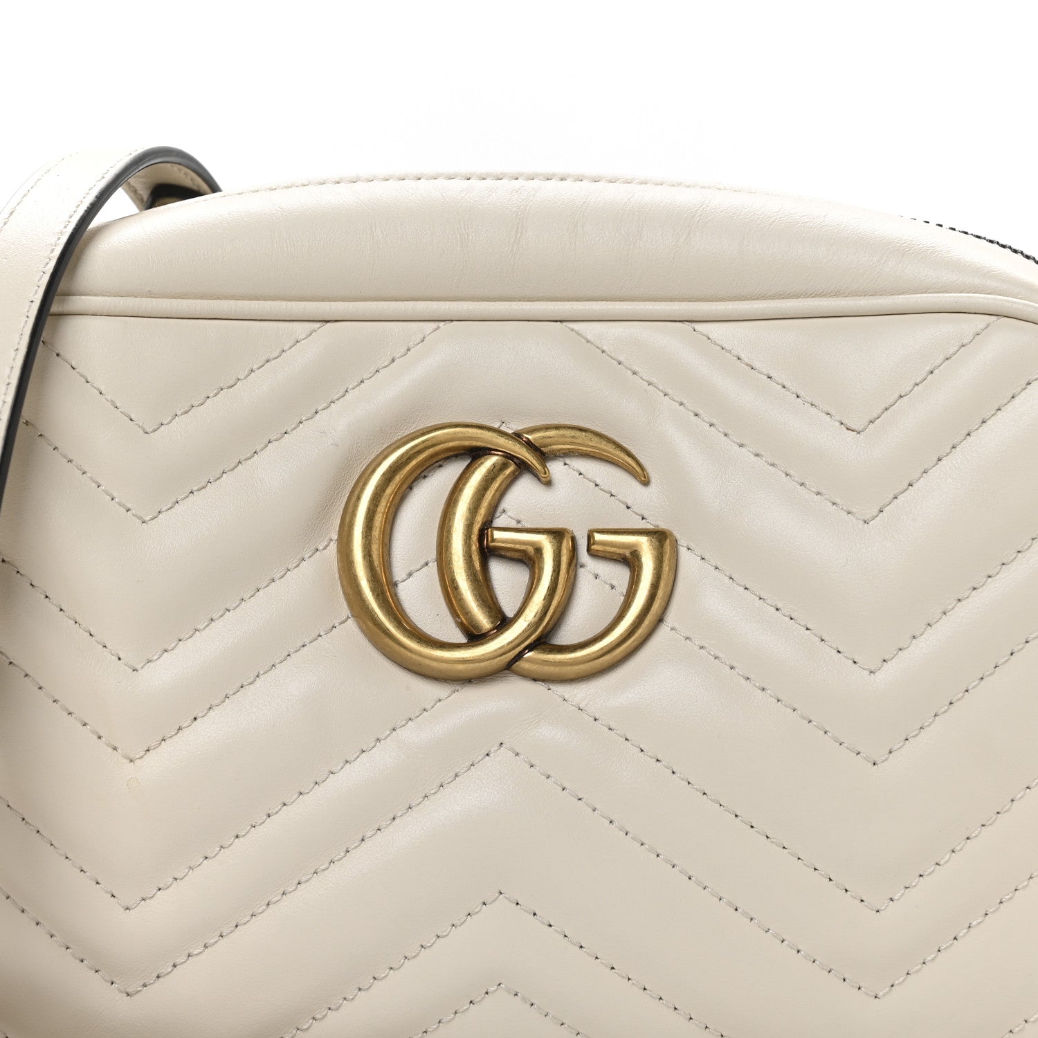 Gucci Calfskin Matelasse Small GG Marmont Chain Shoulder Bag White 8 of 10