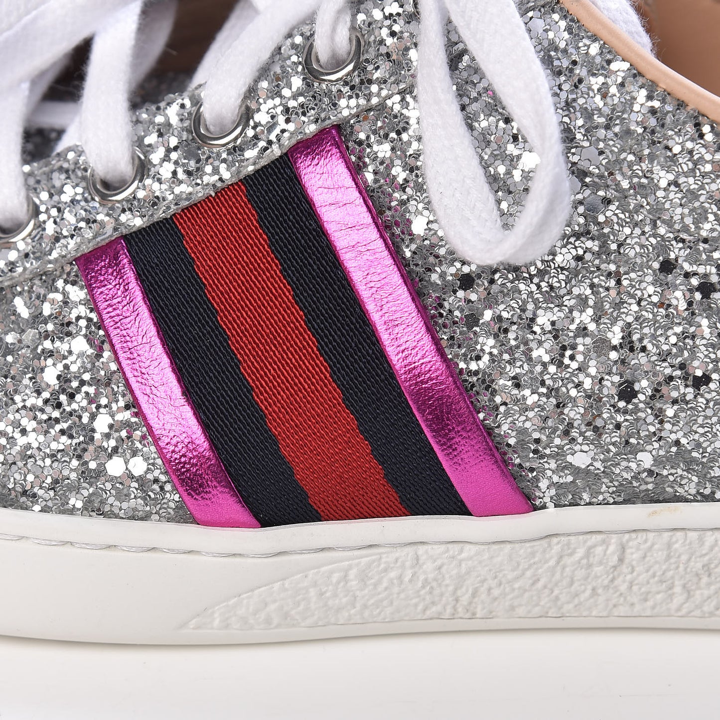 Glitter Web Womens Ace Sneakers 38.5 Silver