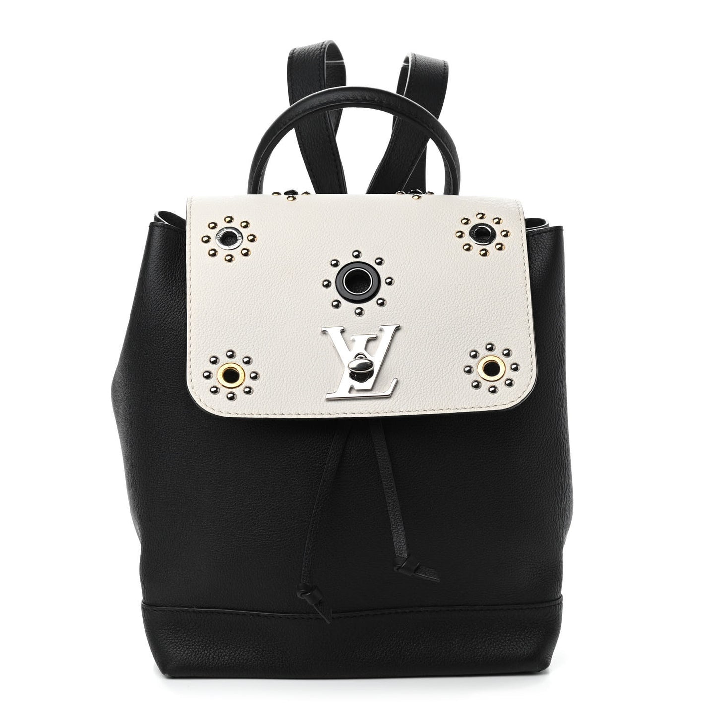 Calfskin Mechanical Flowers Lockme Backpack Black White