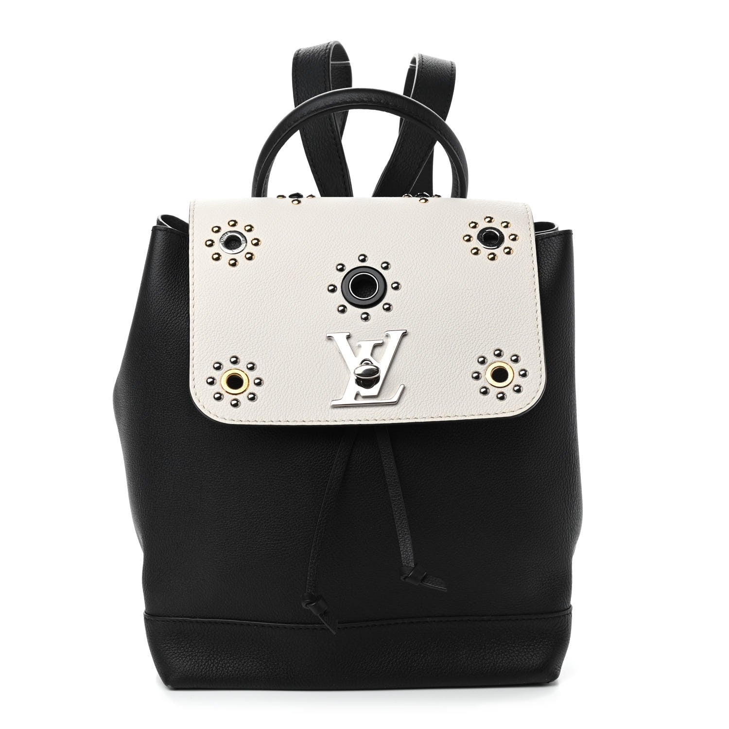 Louis Vuitton Calfskin Mechanical Flowers Lockme Backpack Black White 1 of 10
