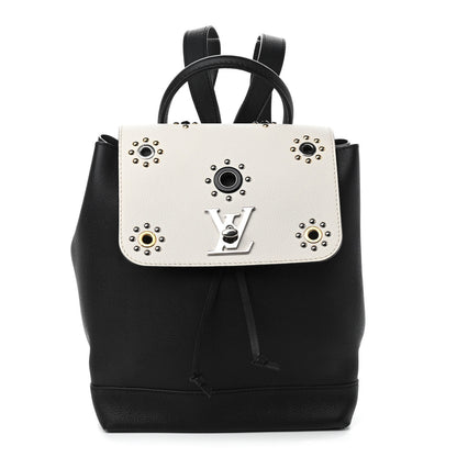 Louis Vuitton Calfskin Mechanical Flowers Lockme Backpack Black White 1 of 10