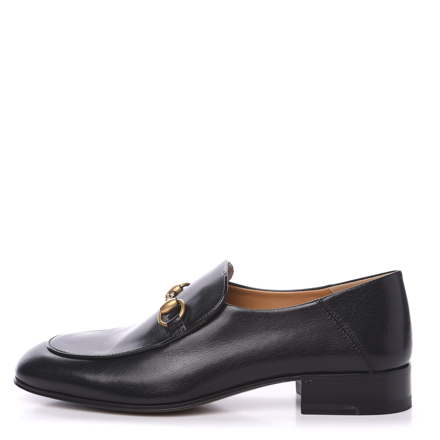Gucci Goatskin Womens Horsebit Mid-Heel Loafers 39 Black 1 of 8