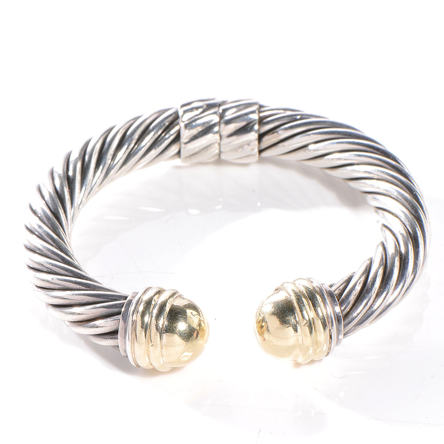 Sterling Silver 14K Yellow Gold 10mm Cable Classics Bracelet