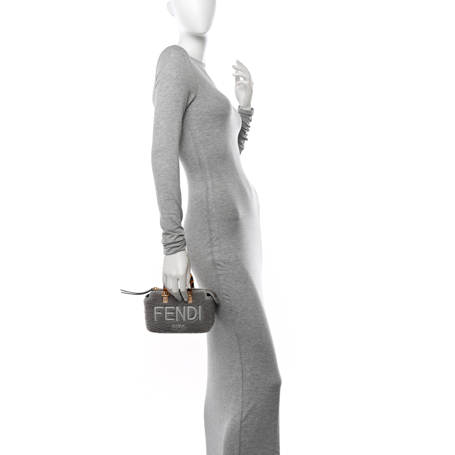 Fendi Sheepskin Vitello King Plexiglass Logo Embroidered Mini By The Way Top Handle Boston Ghiaccio 2 of 12