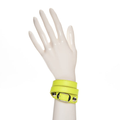 Balenciaga Agneau Arena Classic Hardware Triple Tour M Bracelet Jaune Fluo 2 of 6