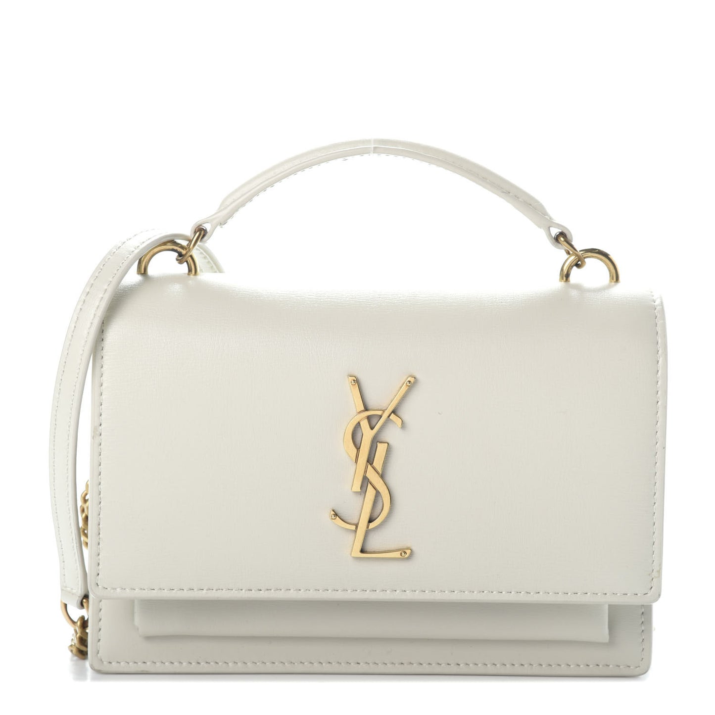 Calfskin Monogram Sunset Chain Wallet Blanc Vintage