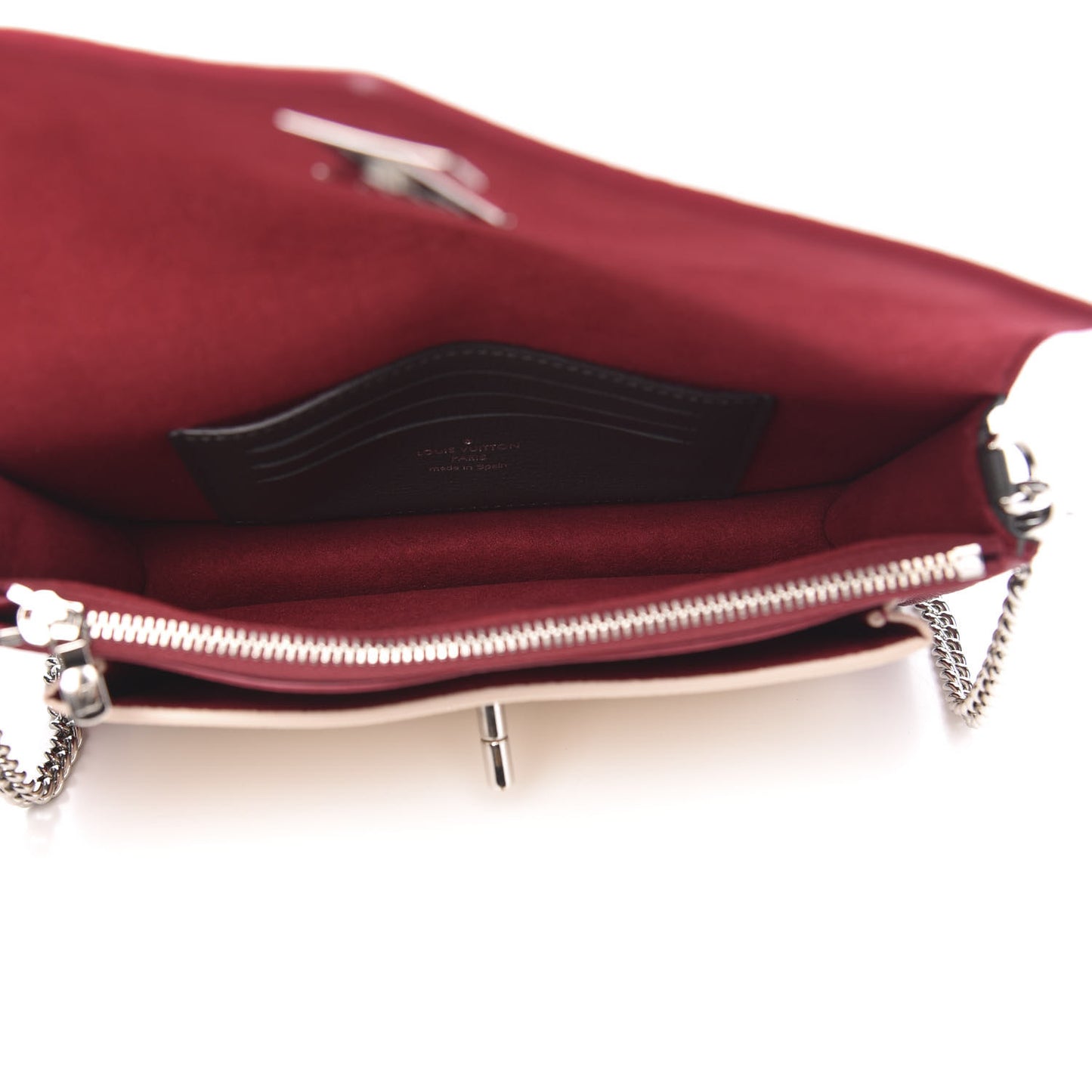 Calfskin My Lockme Chain Pochette Lie De Vin Etain Creme