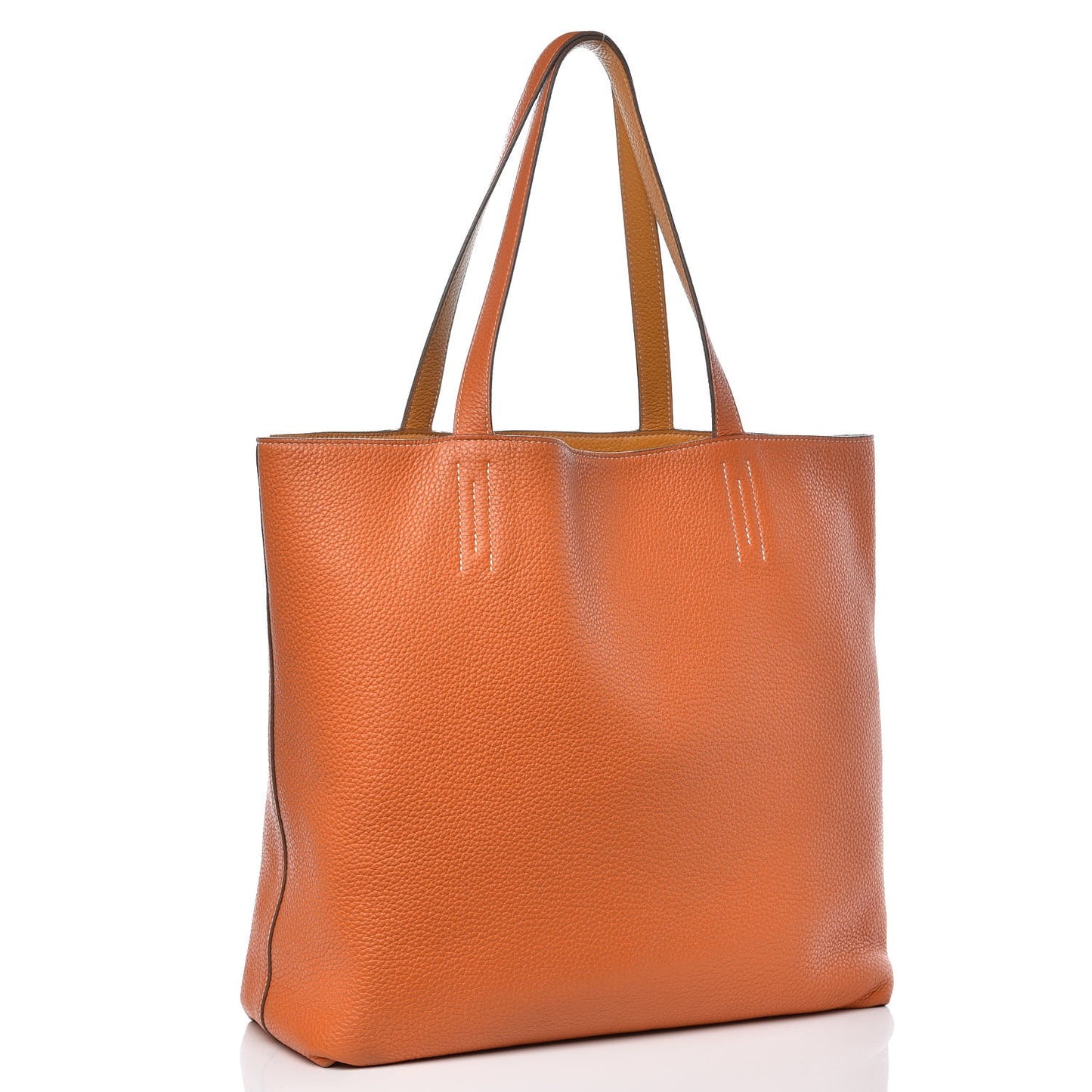 Taurillon Clemence Double Sens 36 Reversible Tote Orange Curry