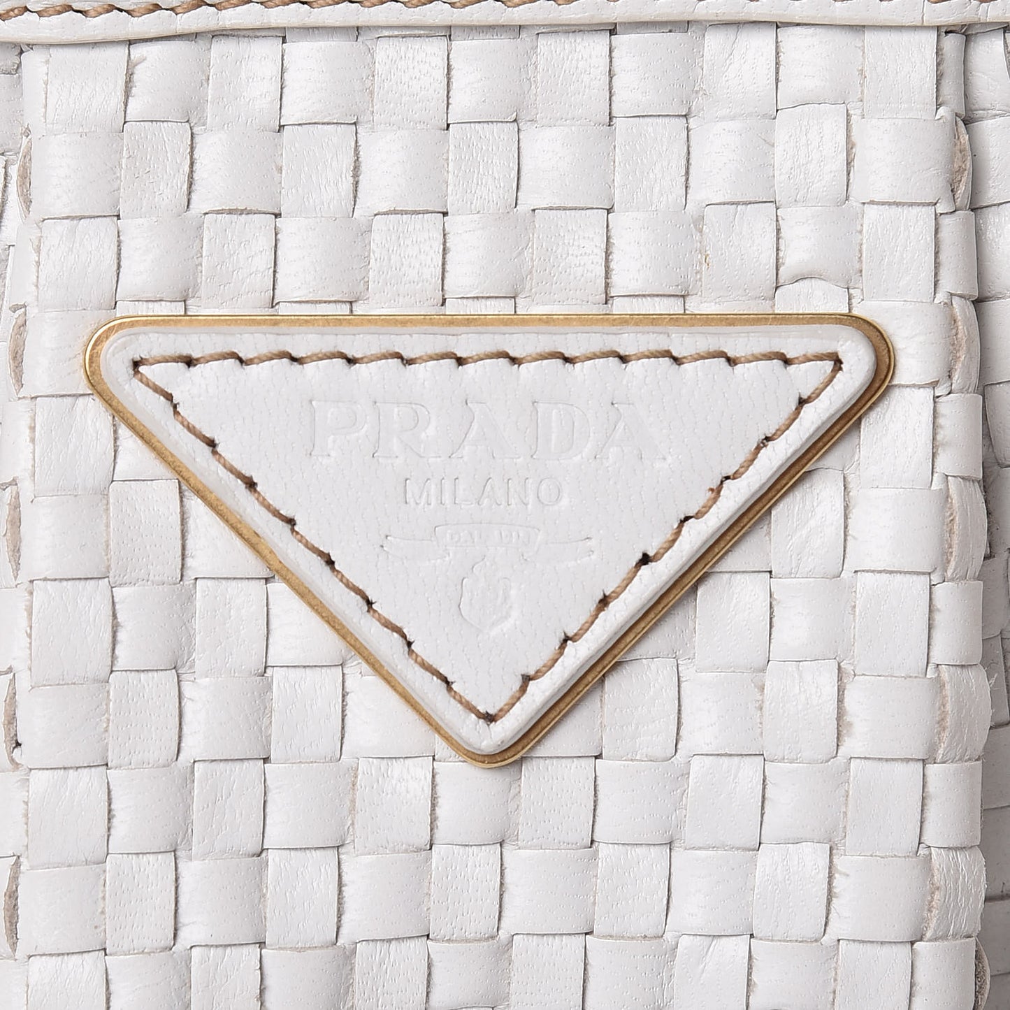 Goatskin Woven Frame Satchel Bianco