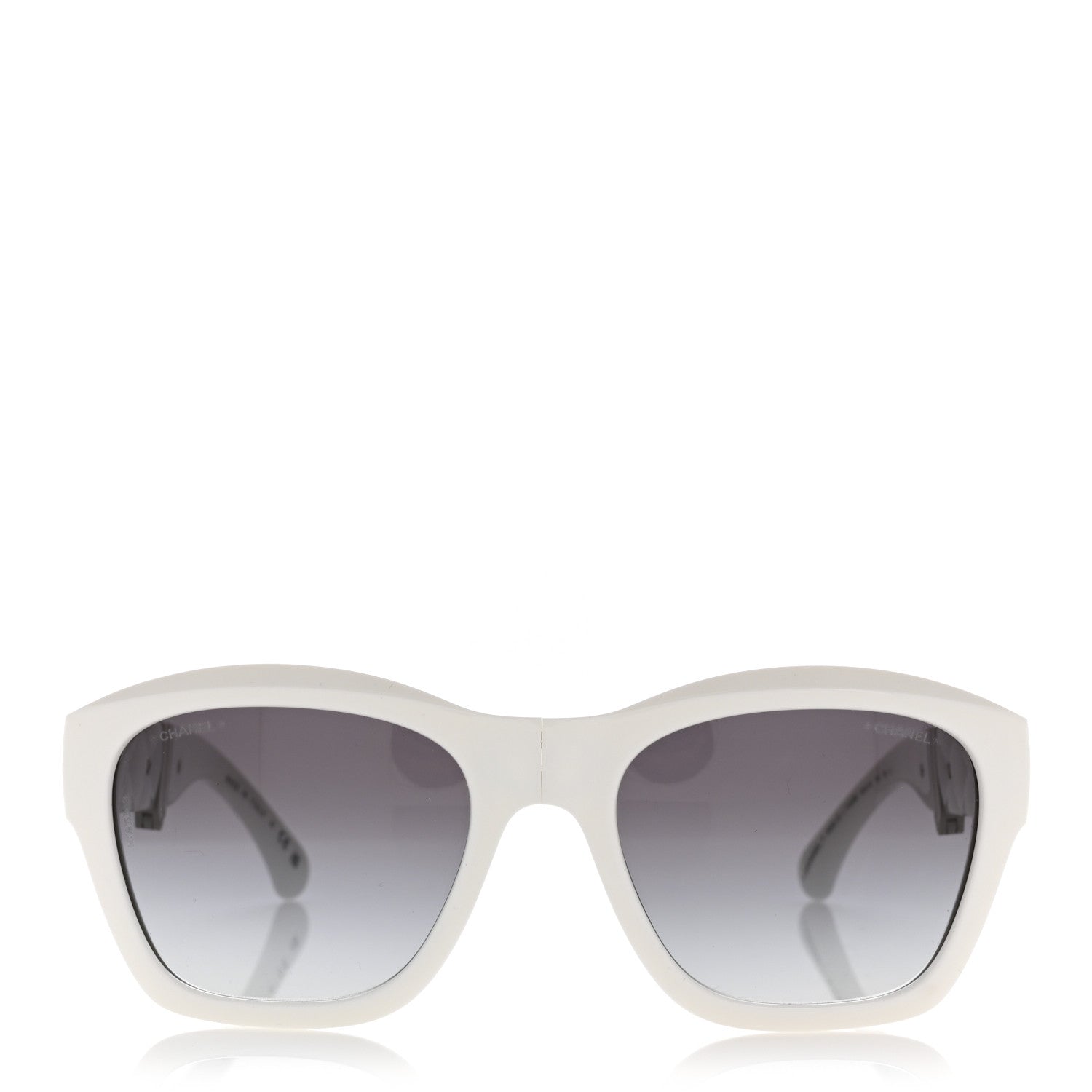 Chanel Acetate Metal Crystal Square Folding Sunglasses 6055-B White 2 of 8