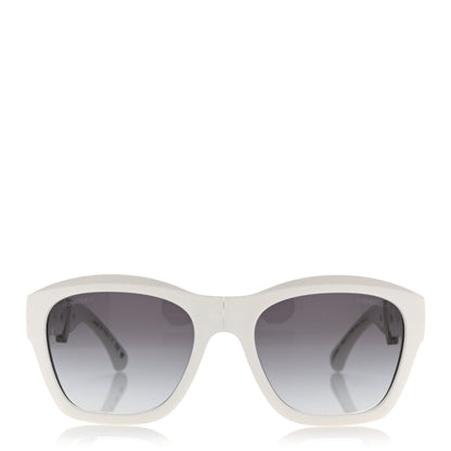 Chanel Acetate Metal Crystal Square Folding Sunglasses 6055-B White 2 of 8