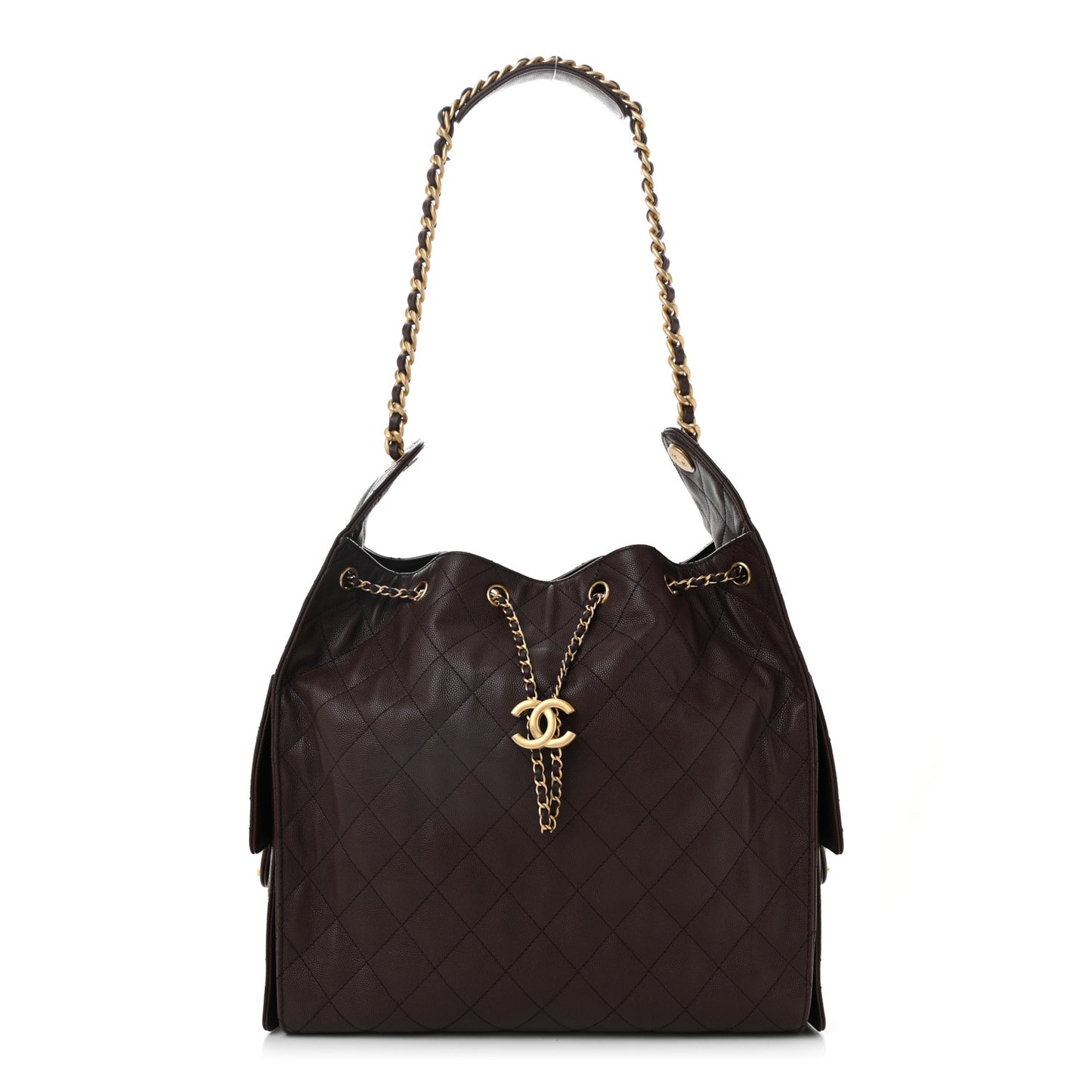 Caviar Quilted Medium Chanel 25 Handbag Dark Brown