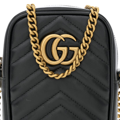 Gucci Calfskin Matelasse Mini GG Marmont Crossbody Bag Black 8 of 11