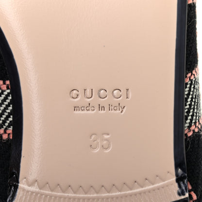 Gucci Tweed Calfskin Damier Womens Princetown Slippers 35 Black Pink Multicolor 6 of 8