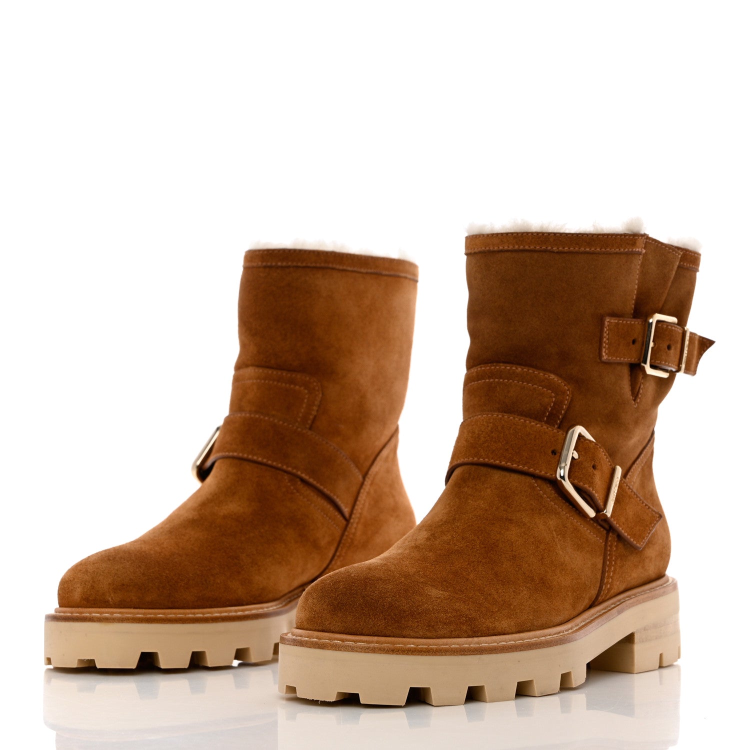 Jimmy Choo Suede Youth Biker Boots 37 Tan 3 of 12