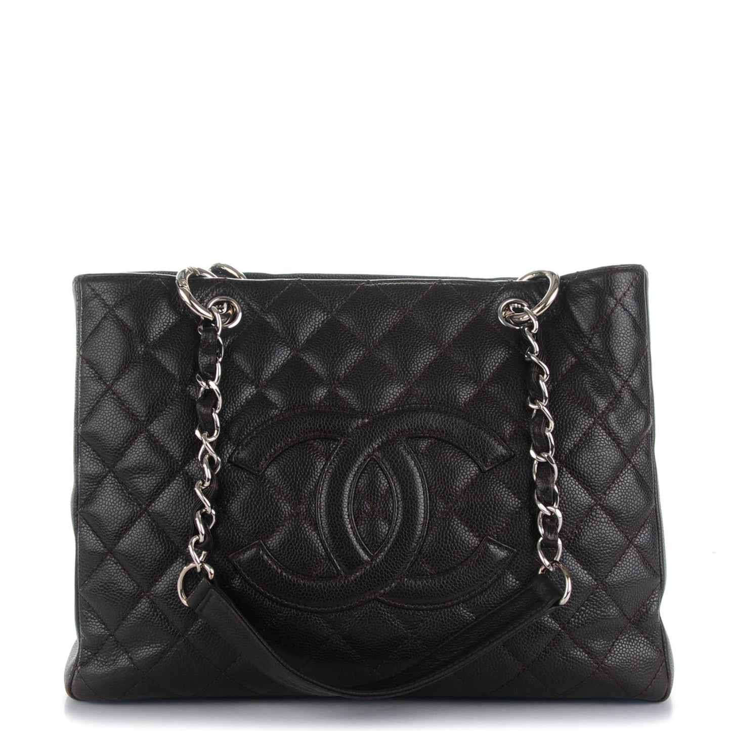 Caviar Quilted Grand Shopping Tote GST Dark Brown
