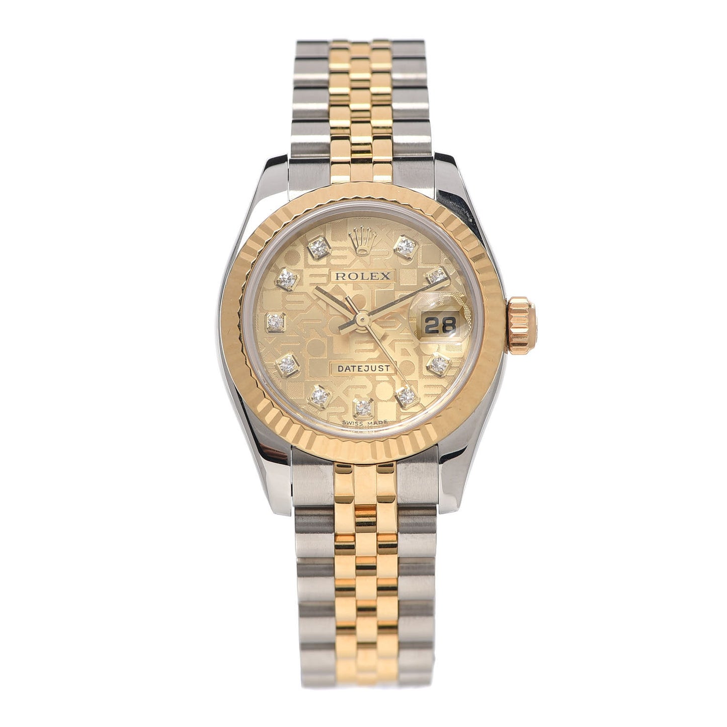Stainless Steel 18K Yellow Gold Diamond 26mm Oyster Perpetual Datejust Watch Champagne Jubilee 179173