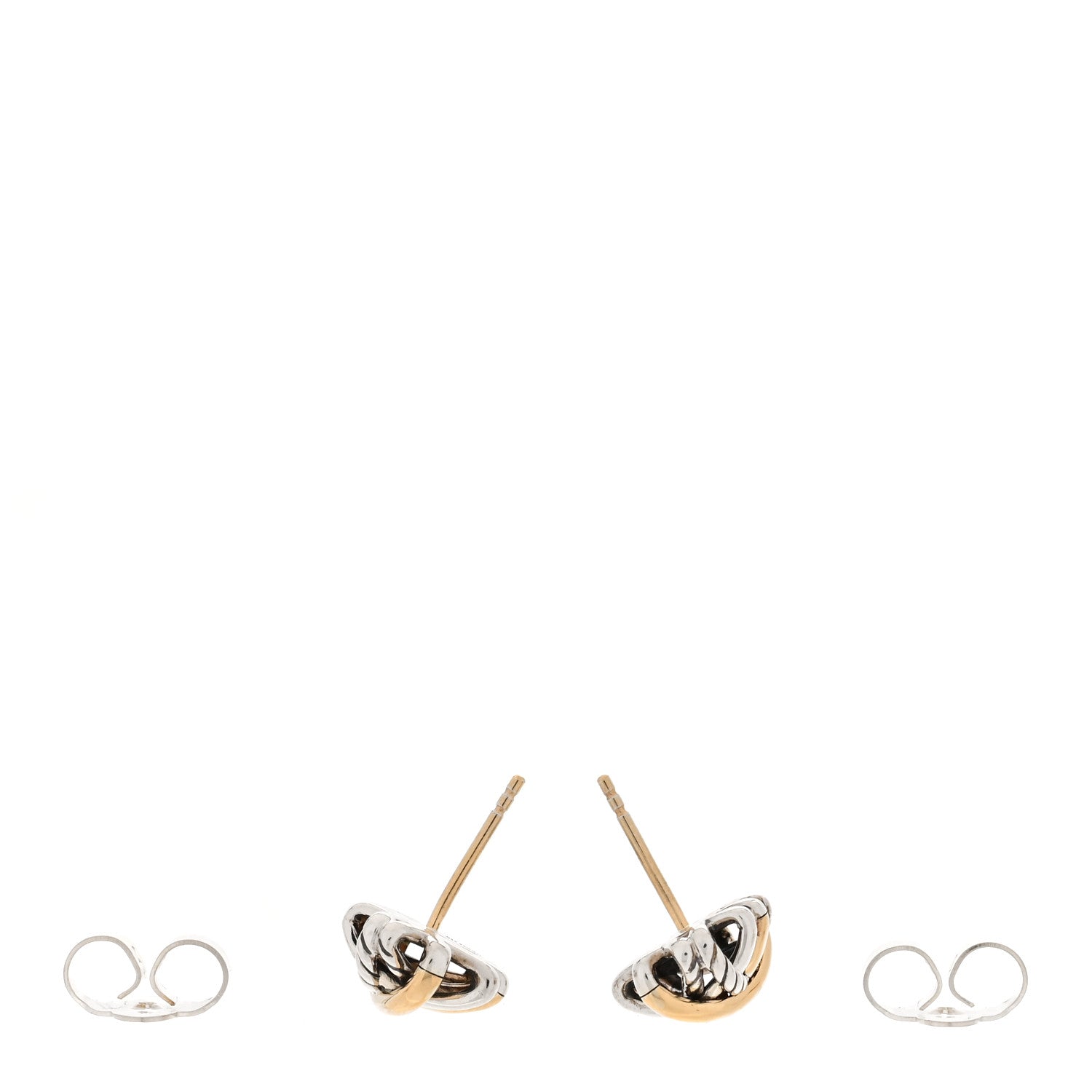 David Yurman Sterling Silver 18K Yellow Gold Crossover Stud Earrings 3 of 5