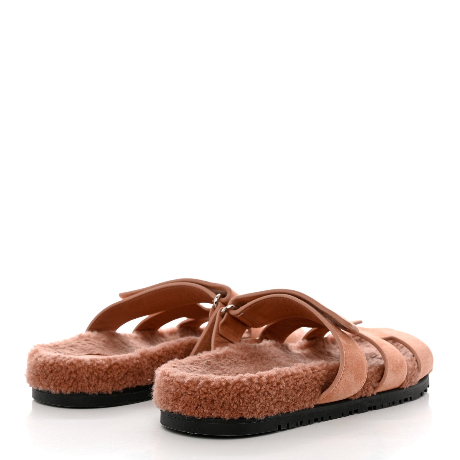 Hermes Suede Goatskin Woolskin Womens Chypre Sandals 41 Rose Aube 4 of 8