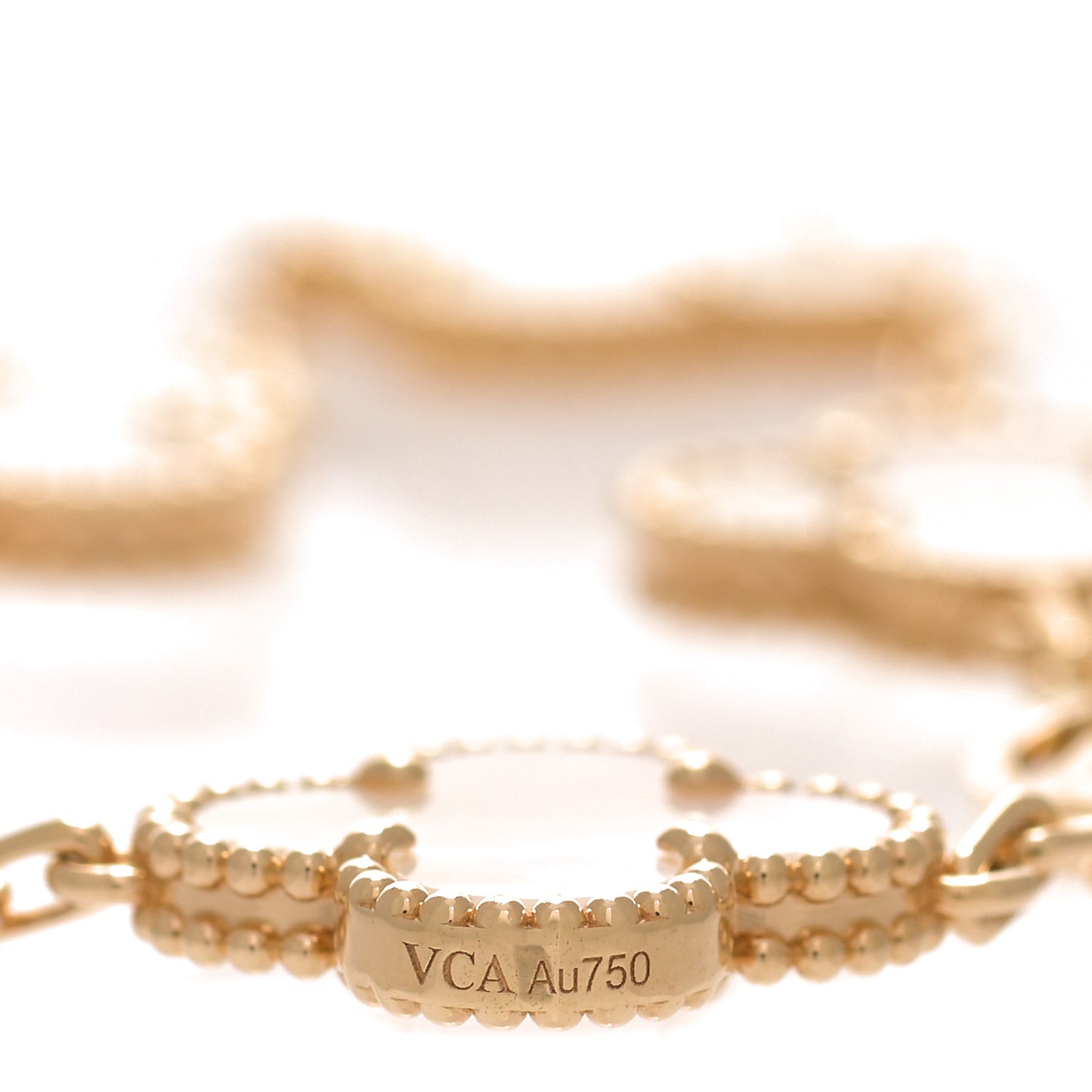 18K Yellow Gold Mother of Pearl 5 Motifs Vintage Alhambra Bracelet