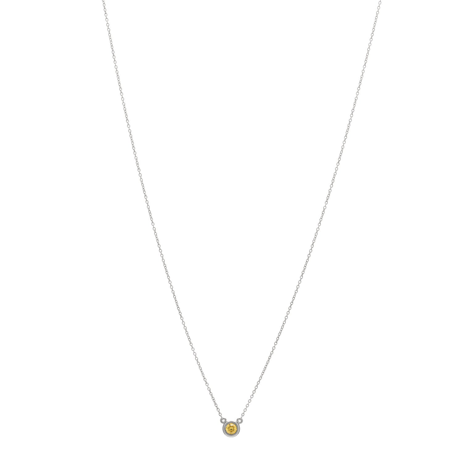 Tiffany Platinum Yellow Diamond .17ct Elsa Peretti Diamonds by the Yard Pendant Necklace 1 of 3
