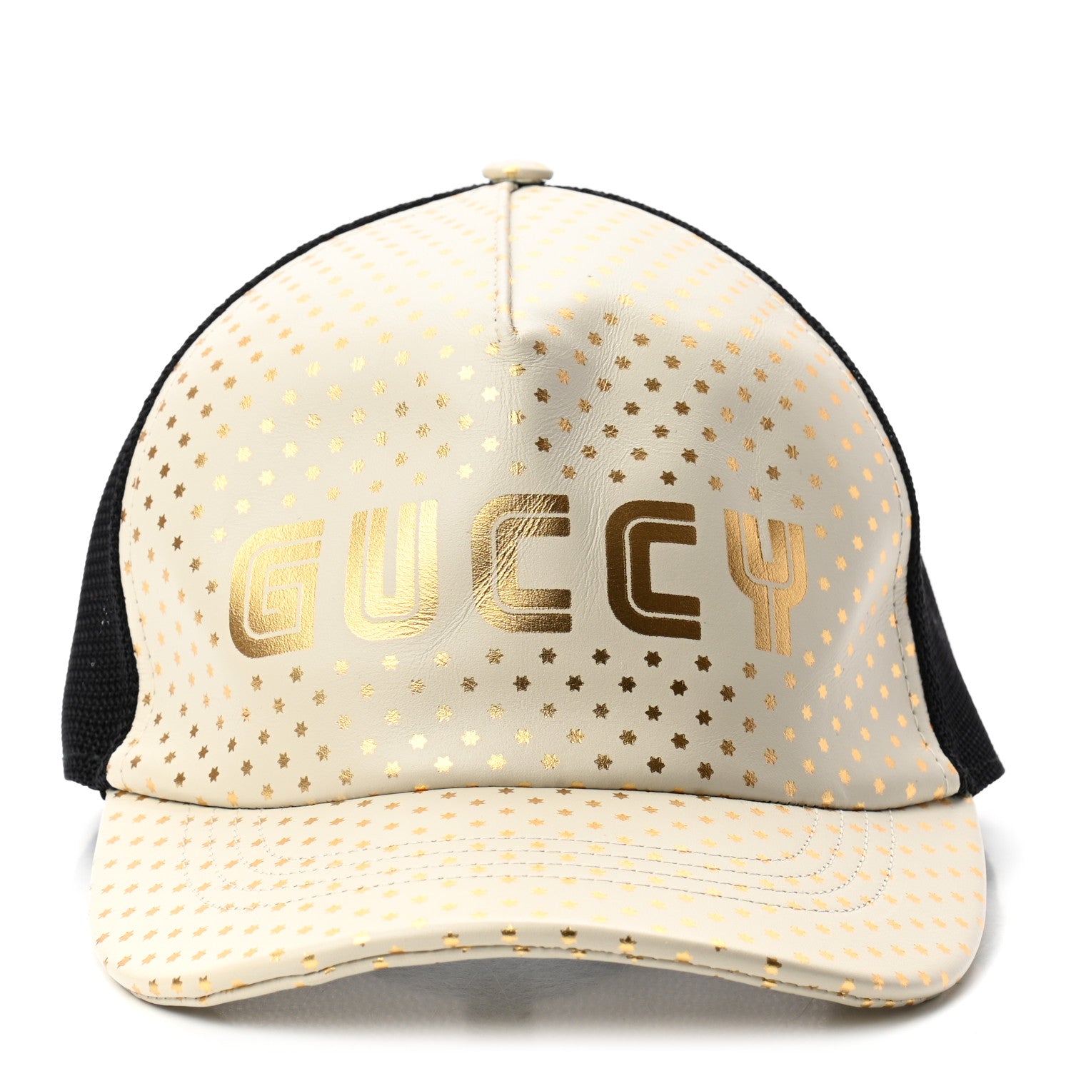 Gucci X SEGA Calfskin GUCCY Stars Baseball Hat XXL Mystic White Gold 3 of 9