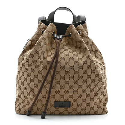 Gucci Monogram Dollar Calfskin O Drawstring Backpack Beige Ebony Testa di Moro Dark Chocolate 1 of 11