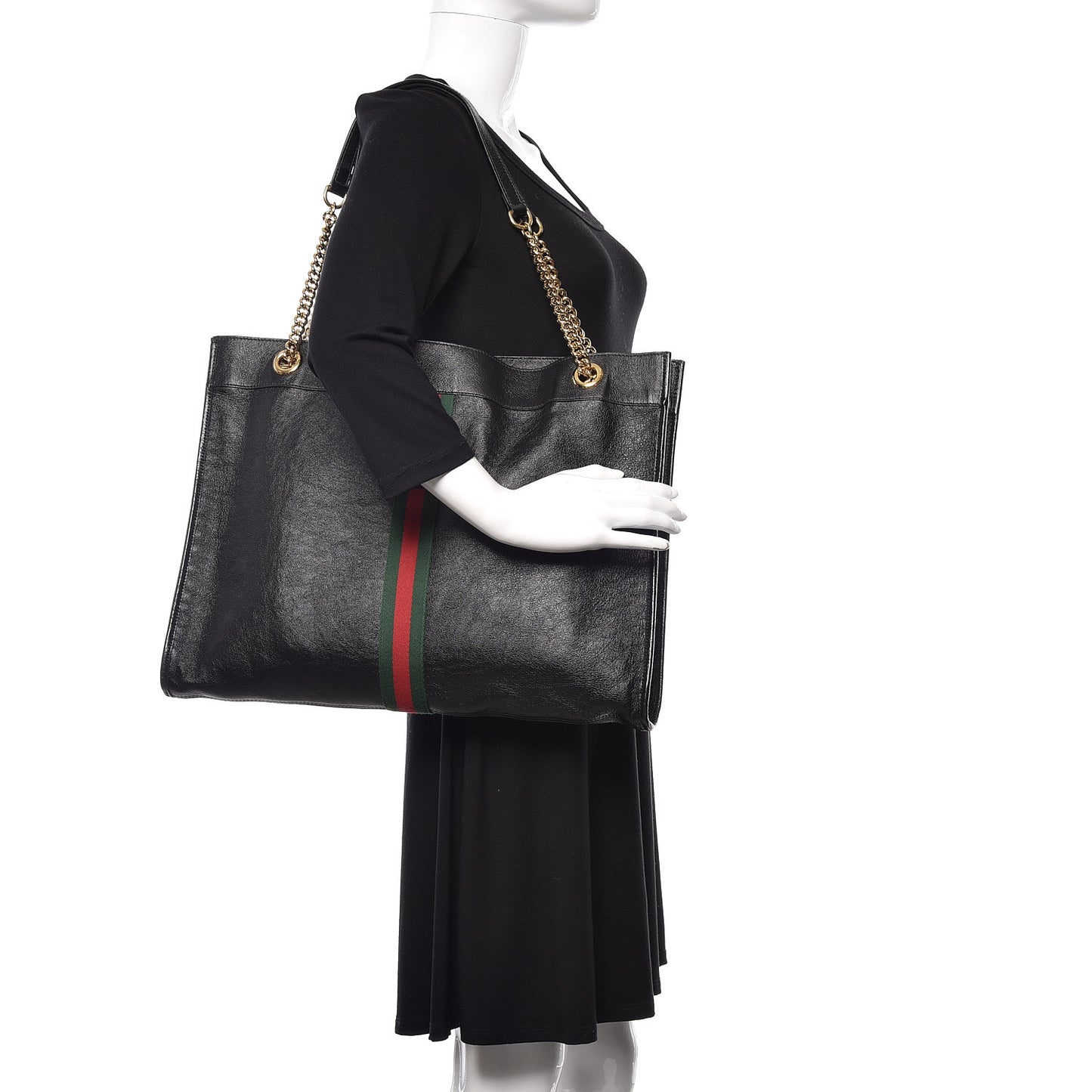 Calfskin Large Rajah Chain Tote Black