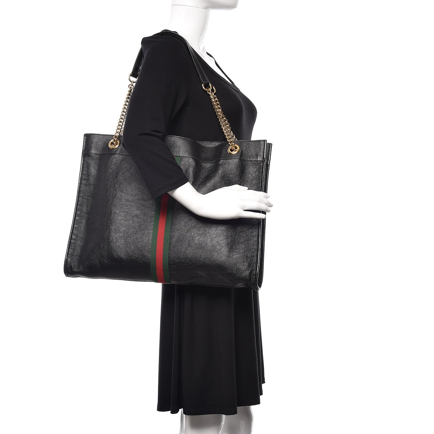 Gucci Calfskin Large Rajah Chain Tote Black 2 of 16