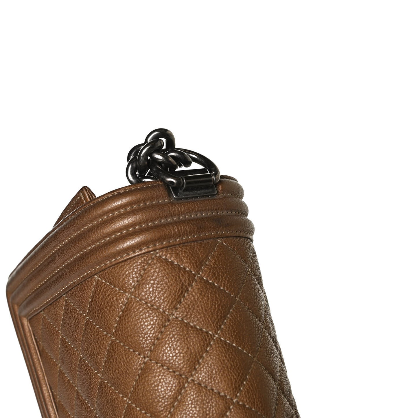 Metallic Calfskin Quilted Medium Boy Flap Dark Gold