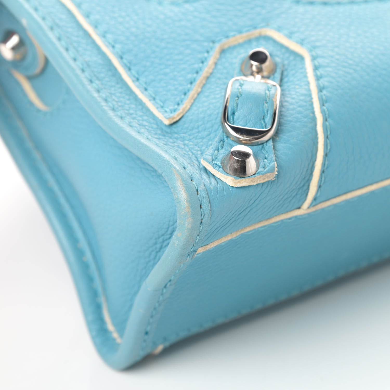 Balenciaga Supple Grained Calfskin Classic Silver Hardware Highlight Mini City Bleu Caraibes 9 of 17