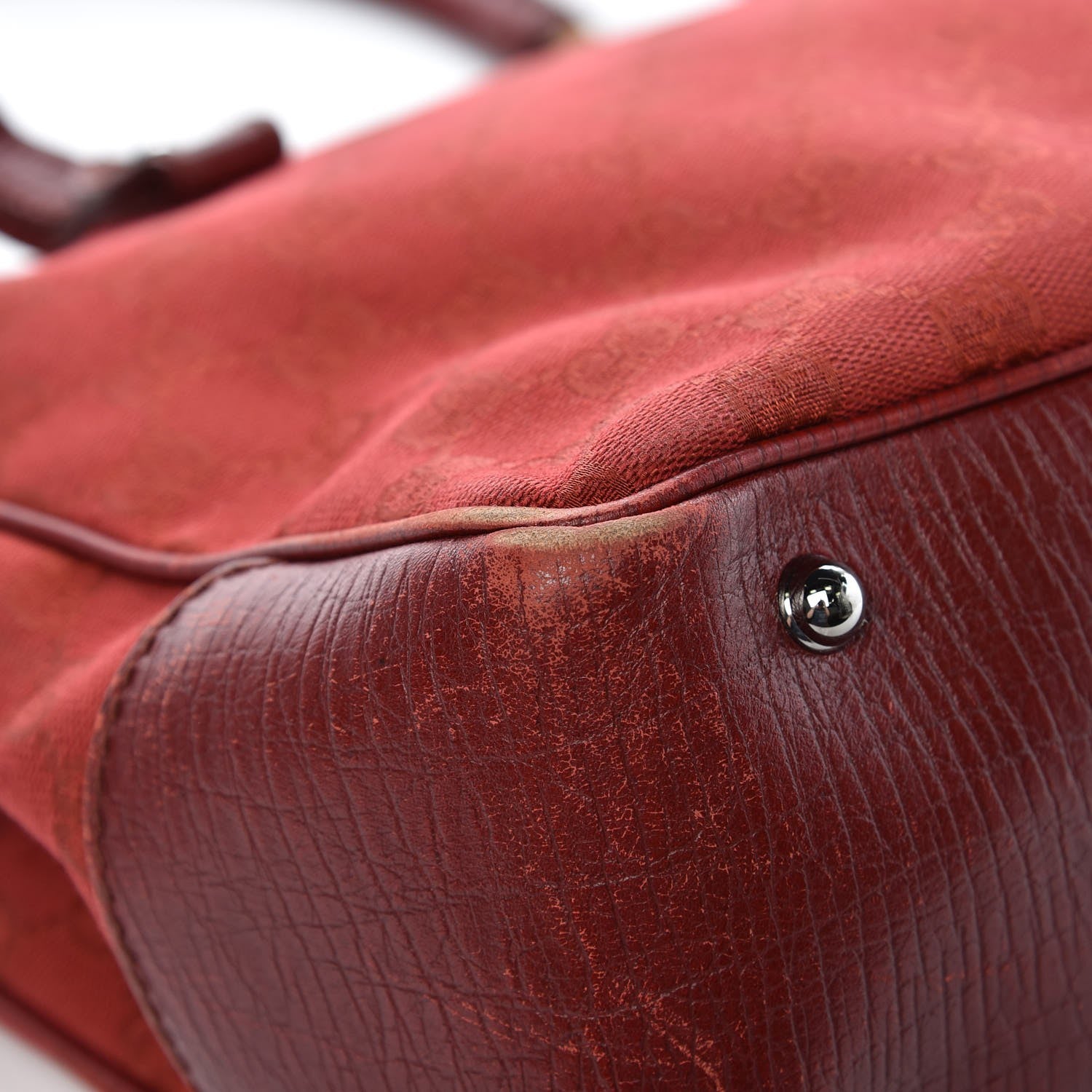 Gucci Monogram Small Bamboo Tote Red 12 of 17