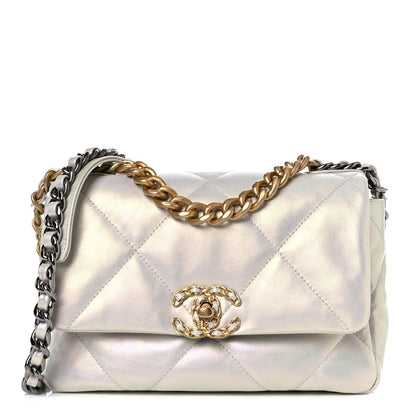 Chanel Iridescent Calfskin Quilted Medium Chanel 19 Flap White 1 of 9