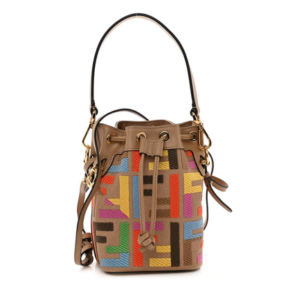 Fendi Canvas Vitello King F is Fendi FF Multicolor Embroidered Mini Mon Tresor Bucket Bag Multicolor Cuoio 1 of 10