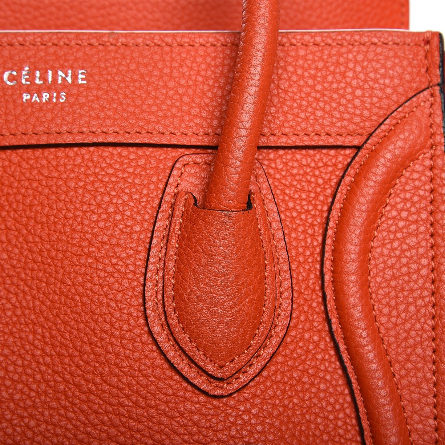 Drummed Calfskin Nano Luggage Vermillion