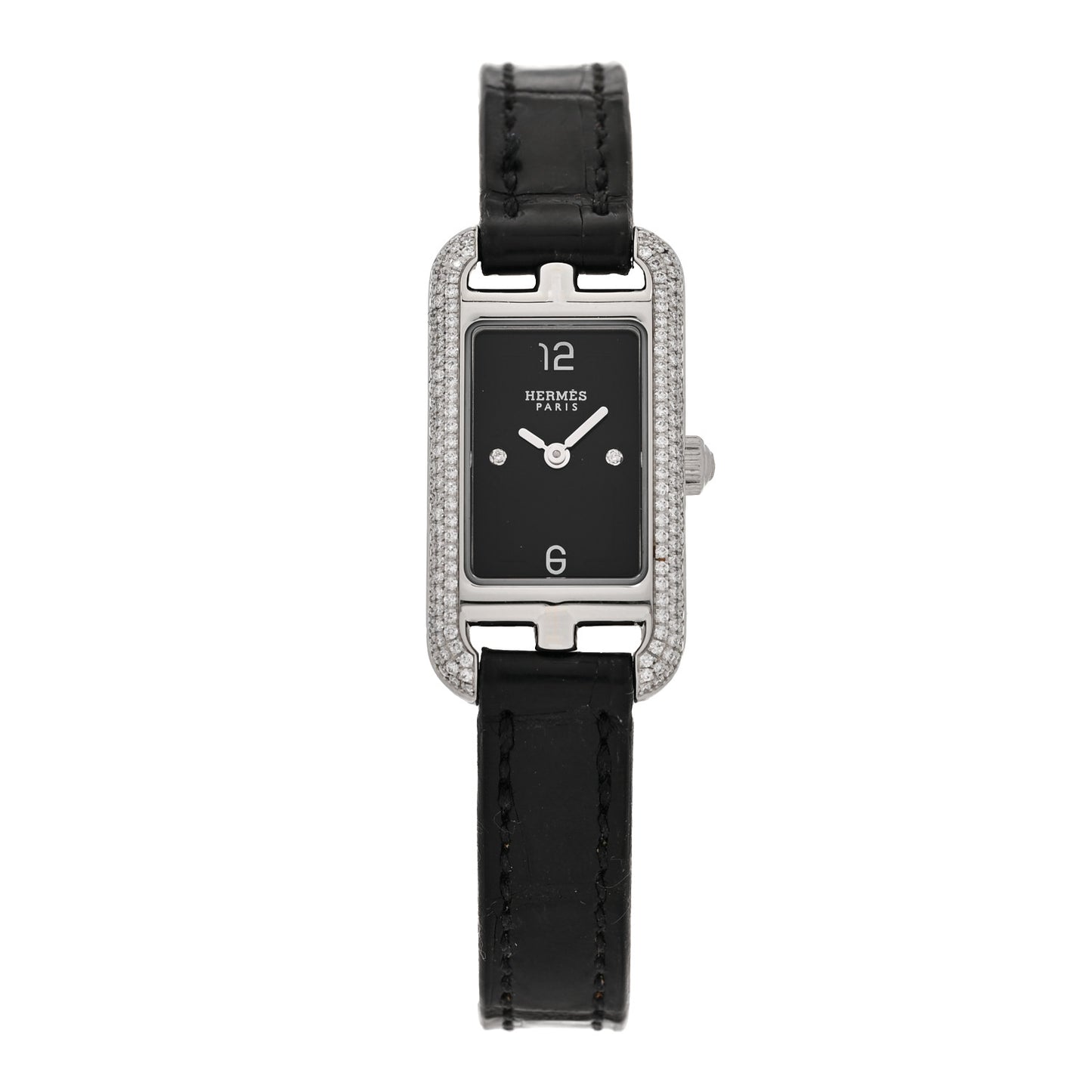 Stainless Steel Alligator Diamond 17mm Nantucket Quartz Watch Mauve Pale Noir