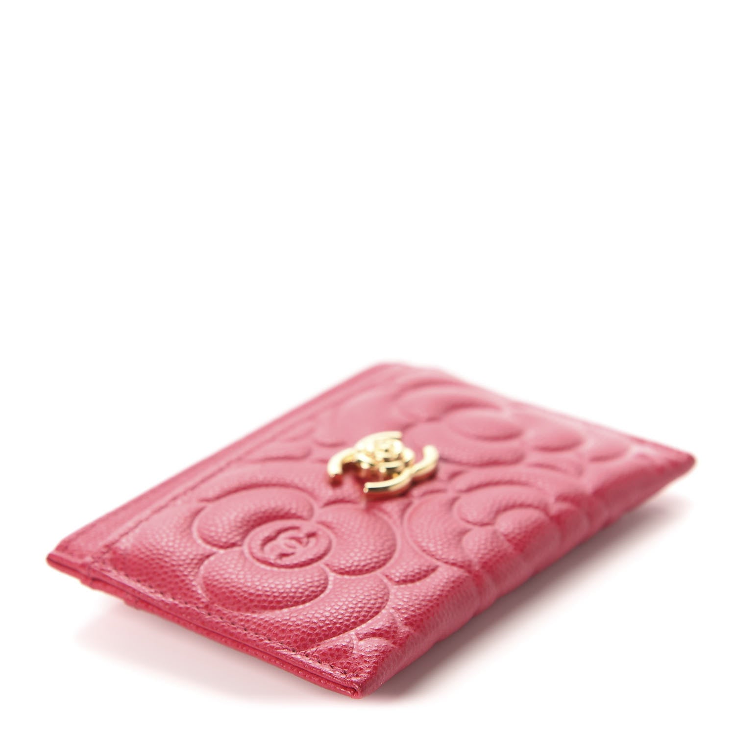 Chanel Caviar Camellia Embossed Card Holder Fuchsia 3 of 8