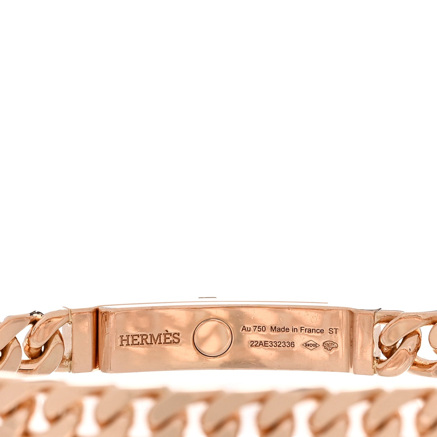 Hermes 18K Rose Gold Diamond PM Kelly Gourmette Bracelet ST 3 of 4