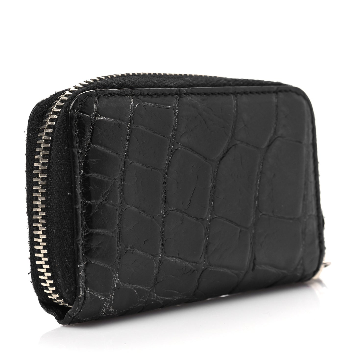 Crocodile Zip Around Card Case Black