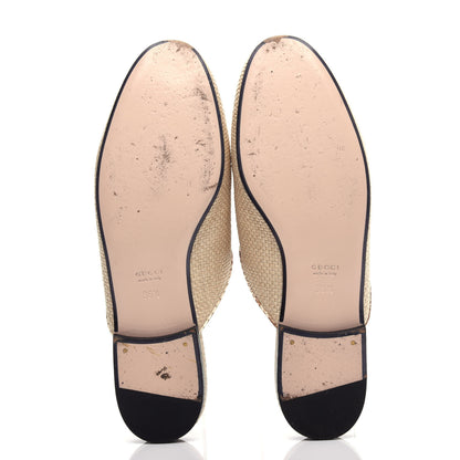Gucci Straw Elaphe Womens Princetown Slippers 36.5 Natural Cream Brown 6 of 11