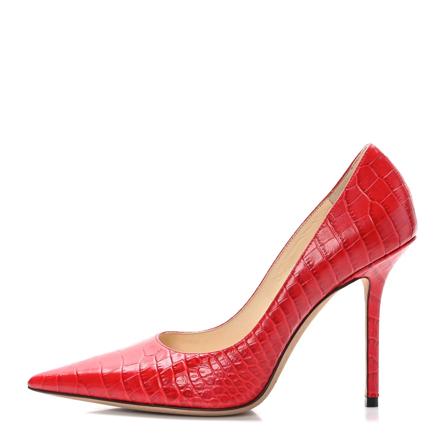 Calfskin Crocodile Embossed Love 100 Pump 39.5 Red